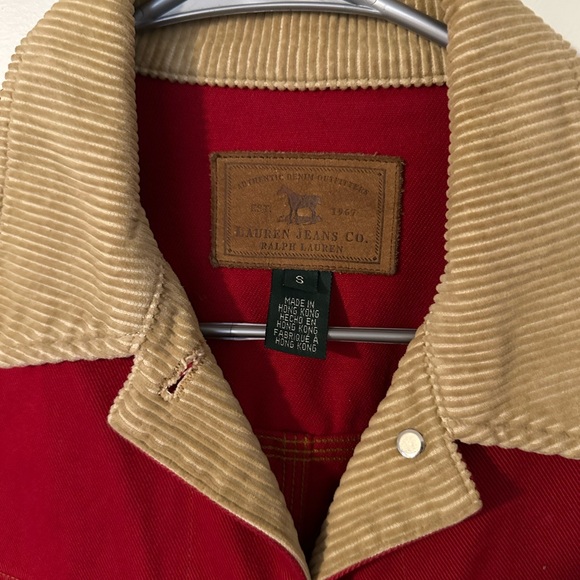 Vintage Y2K Ralph Lauren Jeans Co. Barn coat red corduroy trim - Picture 4 of 6